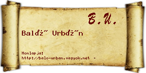 Baló Urbán névjegykártya